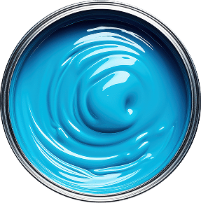 Pot de Peinture Turquoise : Couleur Vibrante pour Vos Projets Peinture turquoise éclatante dans un pot métallique, avec des ondulations fluides et une texture crémeuse.